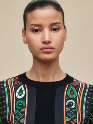 "Porte-Bonheur Bandana" long-sleeve sweater, View: Worn, worn, view 4 of 6