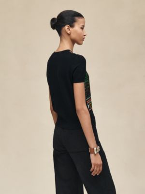 "Porte-Bonheur Bandana" short-sleeve sweater, View: Worn, worn, view 3 of 5