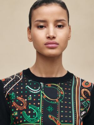 "Porte-Bonheur Bandana" short-sleeve sweater, View: Worn, worn, view 4 of 5