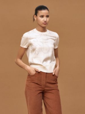 "Porte-Bonheur Bandana" short-sleeve sweater, View: Worn, worn, view 2 of 5