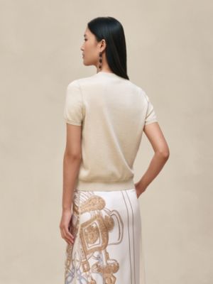 Kurzärmeliger Pullover mit "Brides de Gala Gold"-Print, Ansicht: Getragene Ansicht, worn, Ansicht 3 von 5