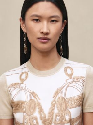 Kurzärmeliger Pullover mit "Brides de Gala Gold"-Print, Ansicht: Getragene Ansicht, worn, Ansicht 4 von 5