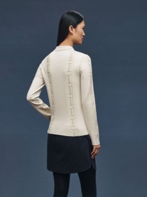 "Cahier du Colporteur" zipped twillaine cardigan, View: Worn, worn, view 3 of 5