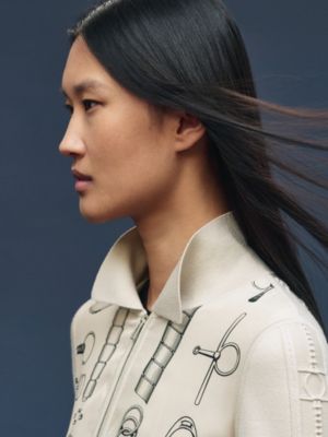 "Cahier du Colporteur" zipped twillaine cardigan, View: Worn, worn, view 4 of 5
