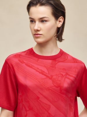 ショートスリーブ ニット《ソレイユ・ドゥ・ソワ・プードレ》プリント, イメージ: 着用例, worn, ビュー4の5
