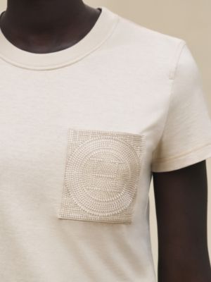 T-shirt droit poche brodée, Vue: Vue portée, worn, vue 4 sur 4