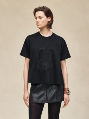 Embroidered flared t-shirt, View: Worn, worn, view 2 of 5