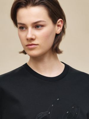 Embroidered flared t-shirt, View: Worn, worn, view 4 of 5