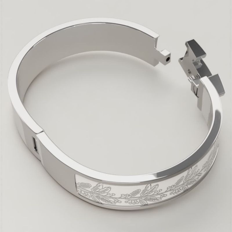 ホワイトエナメル バングル HERMES エルメス エナメルブレスレット ファン Funny Ice Cream