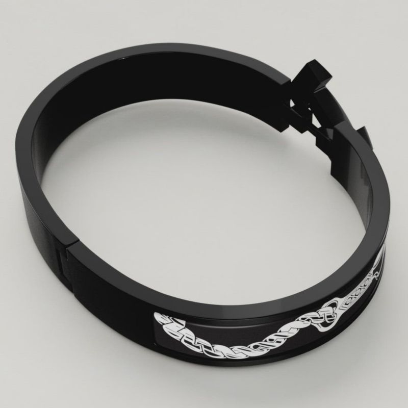 Clic HH Hermès Metallique bracelet - Black | Hermès USA