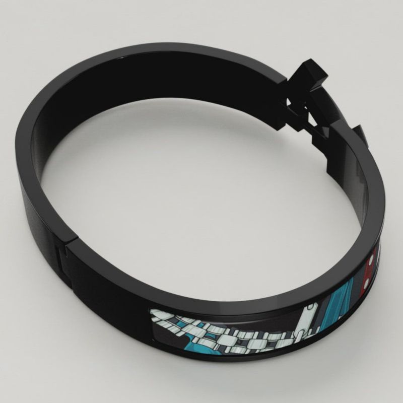 HERMES ブラック/ブルー バングル Clic HH 24 Brides et Chaines bracelet - Black | Hermès USA