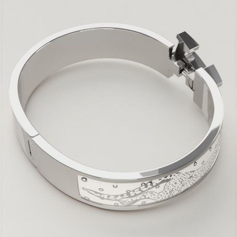 エナメルブレスレット 《クリックH/チータ》 - ホワイト | Hermès