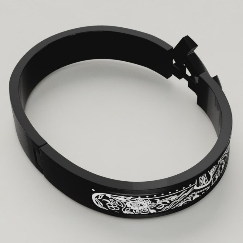 【コーデのポイントに◎】HERMES Clic HH バンダナ ブレスレット エナメルブレスレット 《クリックHH/バンダナ》 ソー・ブラック
