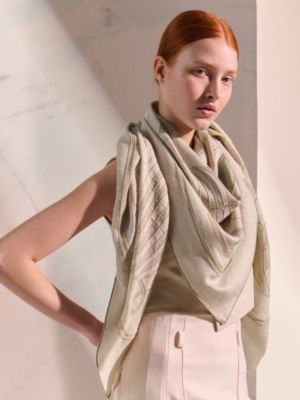 Thalassa Exceptional embroidered shawl 140, View: Worn, worn, view 3 of 5
