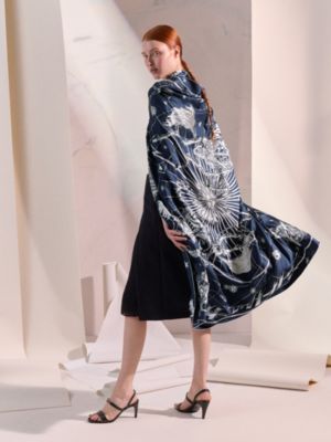 Chorus Stellarum Exceptional embroidered giant scarf, View: Worn, worn, view 3 of 5