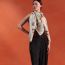 Eperon d'Or et Tenues de Jour embroidered giant scarf, blanc/caramel/orange cuit