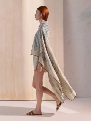 Index Palmarum Transat embroidered shawl 140, View: Worn, worn, view 2 of 3