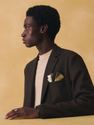 Ile d'Ouessant pocket square 45, View: Worn, worn, view 2 of 3