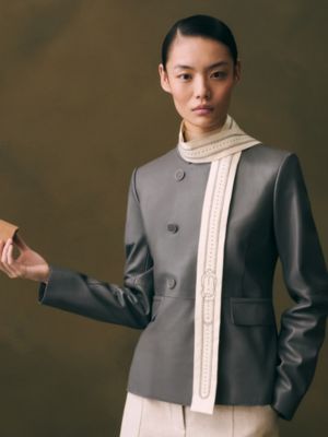 Exceptional embroidered double-faced Twilly, View: Worn, worn, view 3 of 4
