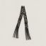 Les Cles a Pois leather fringes Twilly, noir/mordoré/blanc