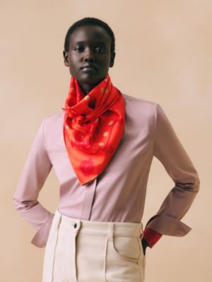 Les Cles double face scarf 90, View: Worn, worn, view 3 of 7