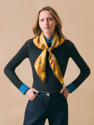 Les Cles double face scarf 90, View: Worn, worn, view 3 of 7