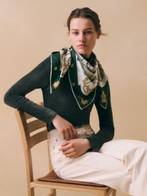 Les Cles double face scarf 90, View: Worn, worn, view 2 of 7