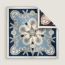 Carré 90 double face Les Eperons, blanc/bleu marine/bleu jean