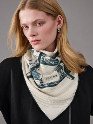 Paris Qui Roule Exceptional embroidered scarf 70, View: Worn, worn, view 2 of 4