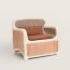 Sillage d'Hermès armchair, écru/marron/rouge