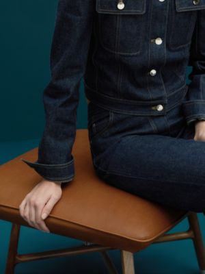 Les Necessaires d'Hermès "carre d'assise" low stool, high model 65, View: Worn, worn, view 3 of 3