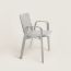 La Chaise Sellier dining chair with armrests, gris perle