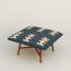 Les Necessaires d'Hermès "carre d'assise" low stool, high model 85, chocolat/bleu baltique