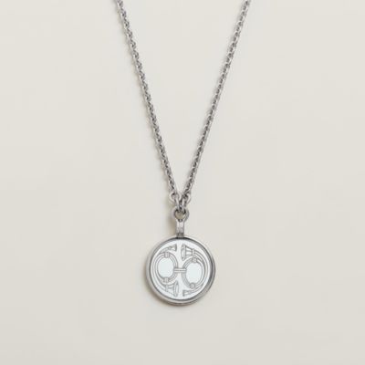 【HERMES】Medaille OP'H necklace, small model Hermes Gold Plated Metal Enamel Medaille OP'H Small Model