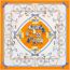 Les Becanes scarf 70, orange/blanc/bleu royal, no stock