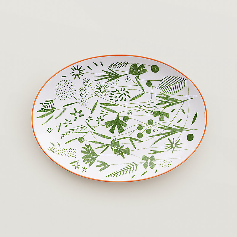 A Walk in the Garden oval platter, small model | Hermès USA