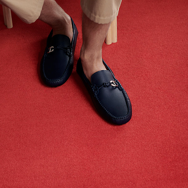 red hermes loafers