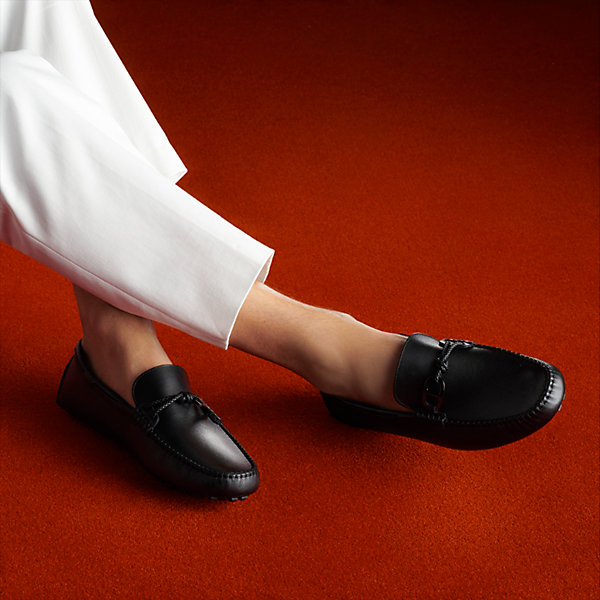 hermes red loafers