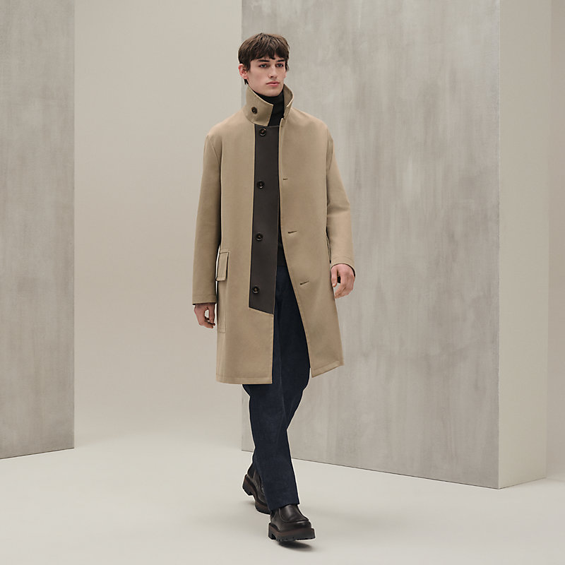 ジャケット・アウター HERMES Khaki Gray wool Stand collar Coat ジャケット・アウター HERMES Khaki Gray wool Stand collar