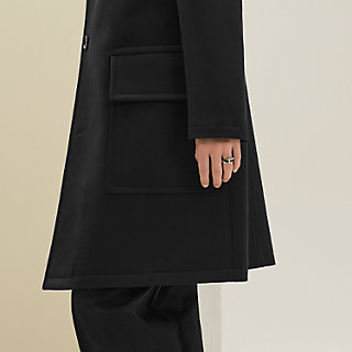 Alexis raincoat with leather detail - Blue - 46 | Hermès Malaysia