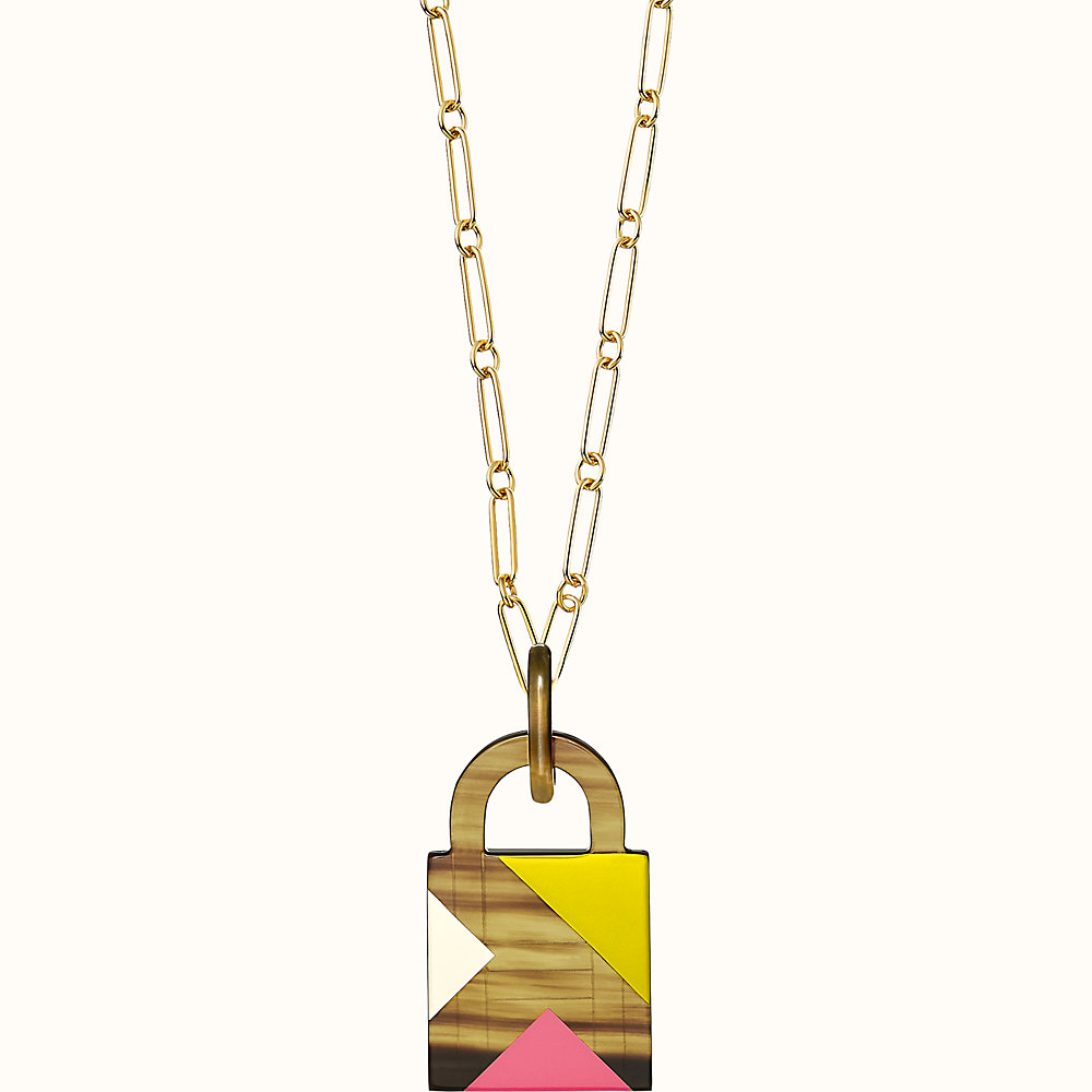 Amulette Laquee Padlock pendant, large model | Hermès USA