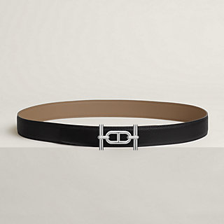 【柄入りNoir & Gold ×S金具】HERMES Ancre リバーシブルベルト Ancre belt buckle & Reversible leather strap 32 mm | Hermès
