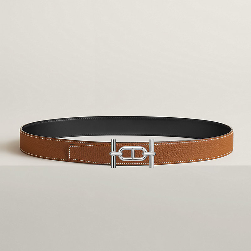 Ancre belt buckle & Reversible leather strap 32 mm
