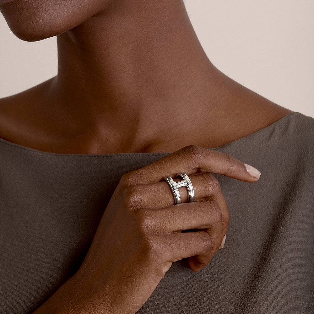 Ring Hermès Hermes 925 tamaño 675 Move H Anillo Plata X Negro ref298741   Joli Closet