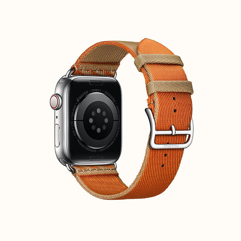 【得価最安値】1347 Apple Watch HERMES ラバー　シリコン　オレンジ 時計