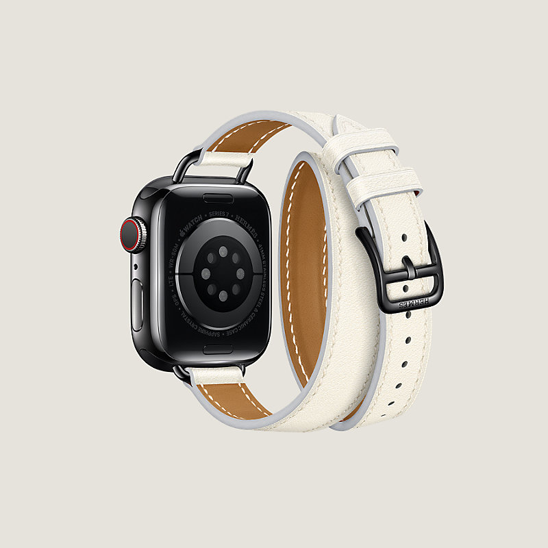 【値打ち】1345 Apple Watch エルメス　ホワイト　白　HERMES レザー 時計