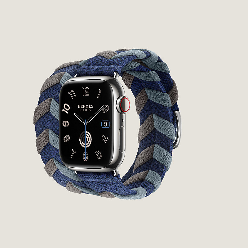 333 apple watch エルメス ドゥブルトゥール 紺白橙3色 舞い レザー