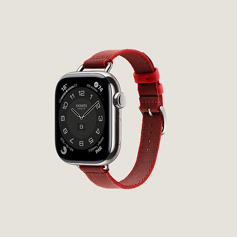 Apple Watch Hermès 42 mm Twill Jump Attelage Single Tour錶帶- 紅色