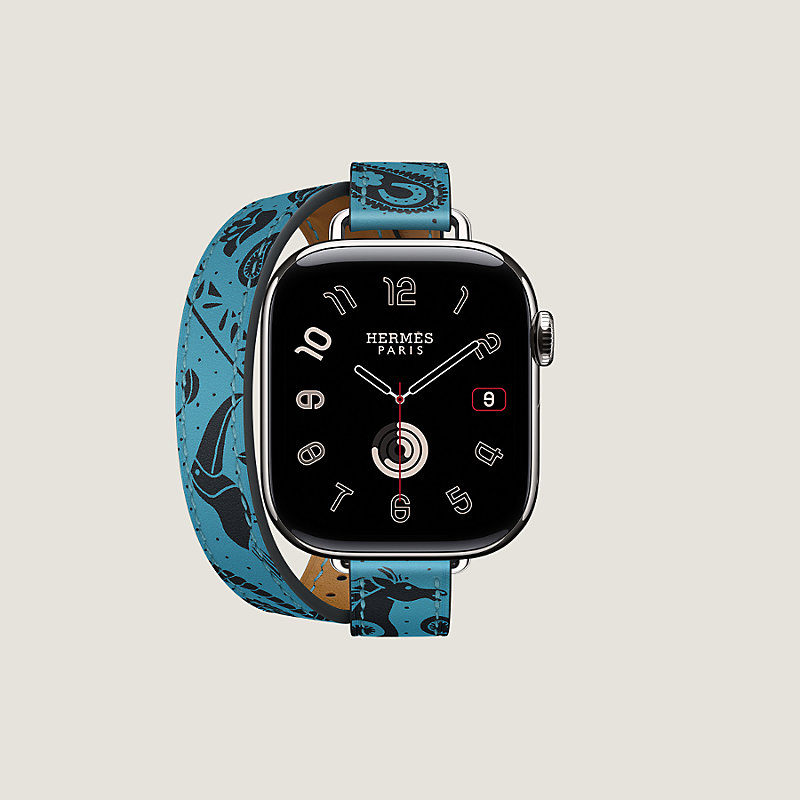 Apple Watch Hermès 42&nbsp;mm Animaux Bandana Attelage Double Tour錶帶