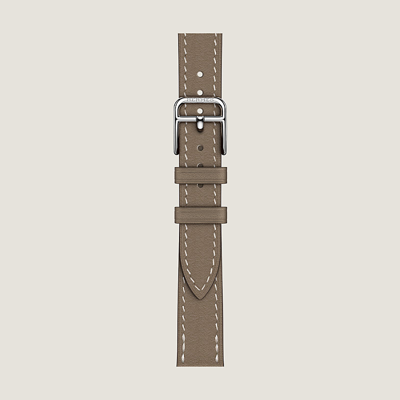 Apple Watch Hermèsシンプルトゥールレザーストラップ Apple Watch Hermès - 45mmケース用トワルH（ヴェール/黒